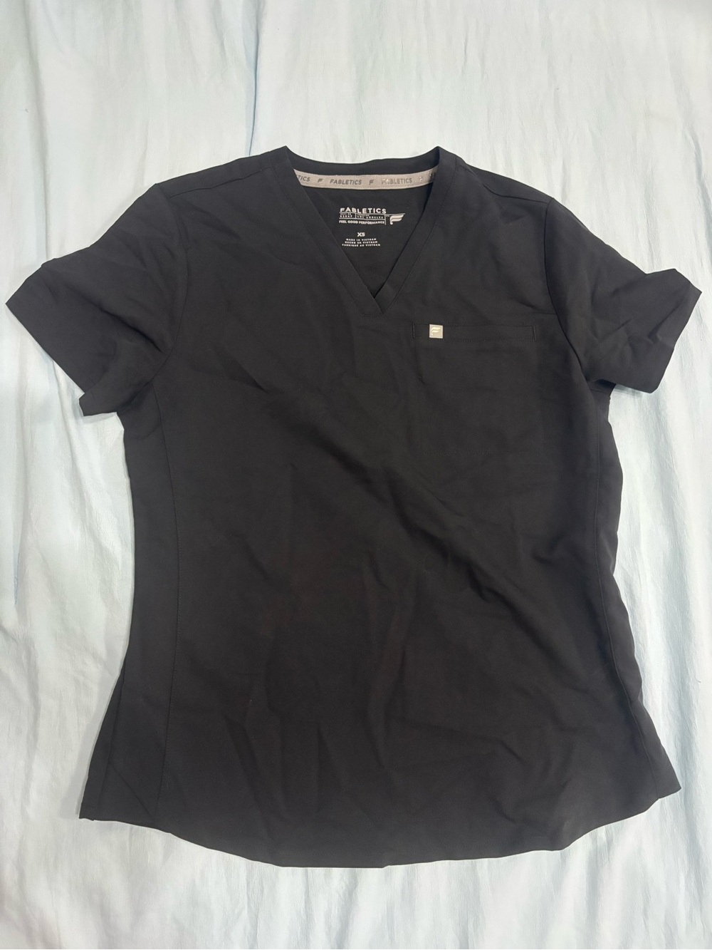 Fabletics Black V-Neck Short Sleeve Tee